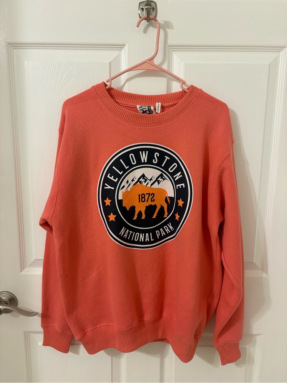 Yellowstone National Park Coral Crewneck Sweatshirt